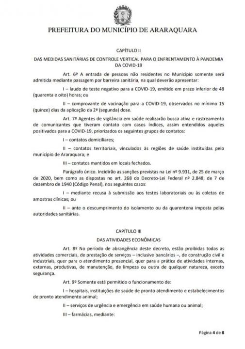 Foto 4 de 8 — Prefeitura divulga decreto de novo lockdown em Araraquara; veja as regras